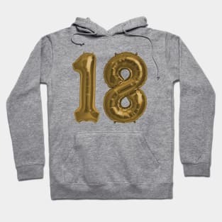 Bronze 18th Birthday Metallic Helium Balloons Numbers Hoodie